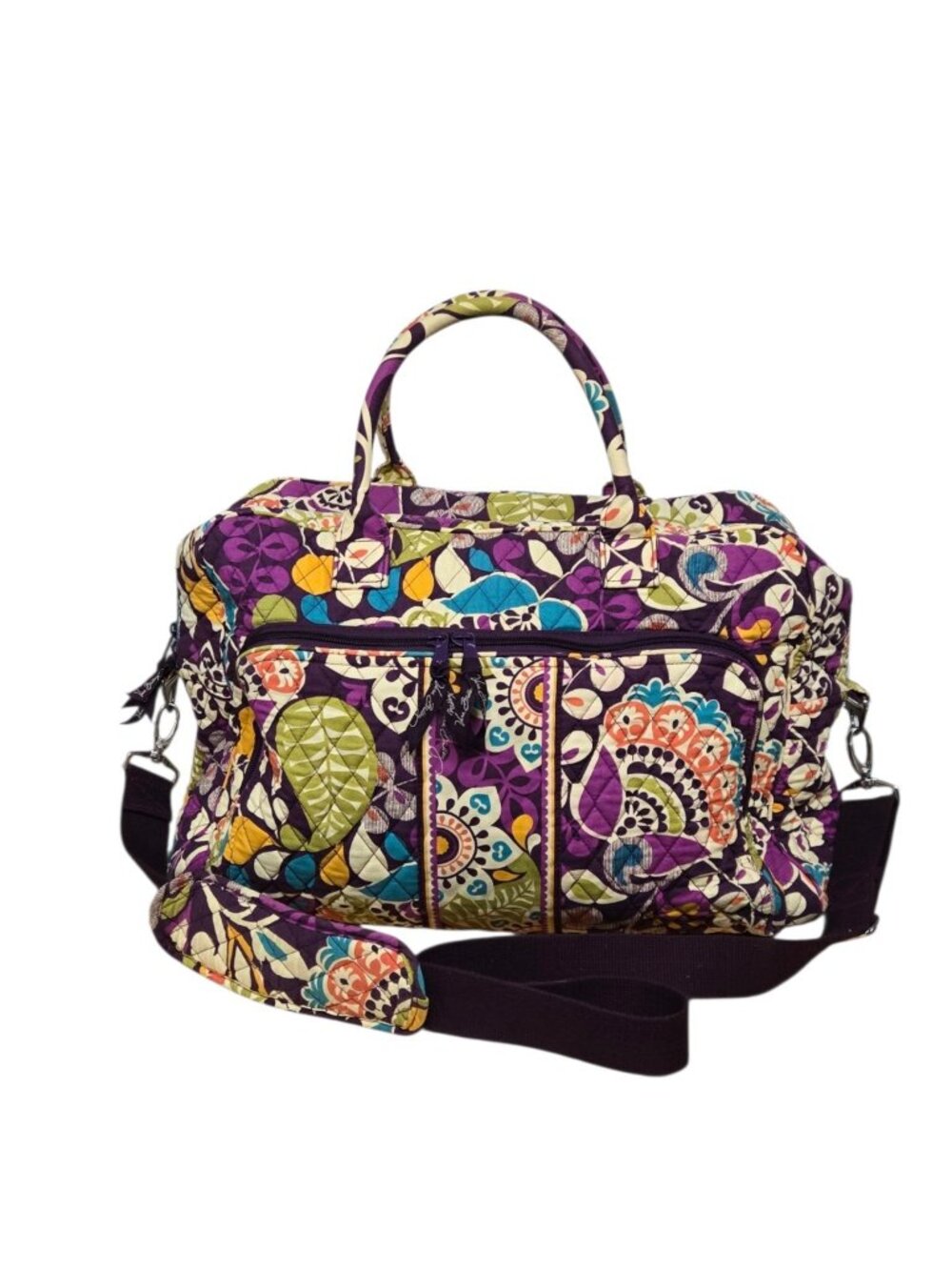 Vera Bradley Multicolor Shoulder Bag Weekender Tote Retired Plum Crazy Retired